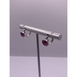 Sterling Silver Pink CZ Ring Style Earrings